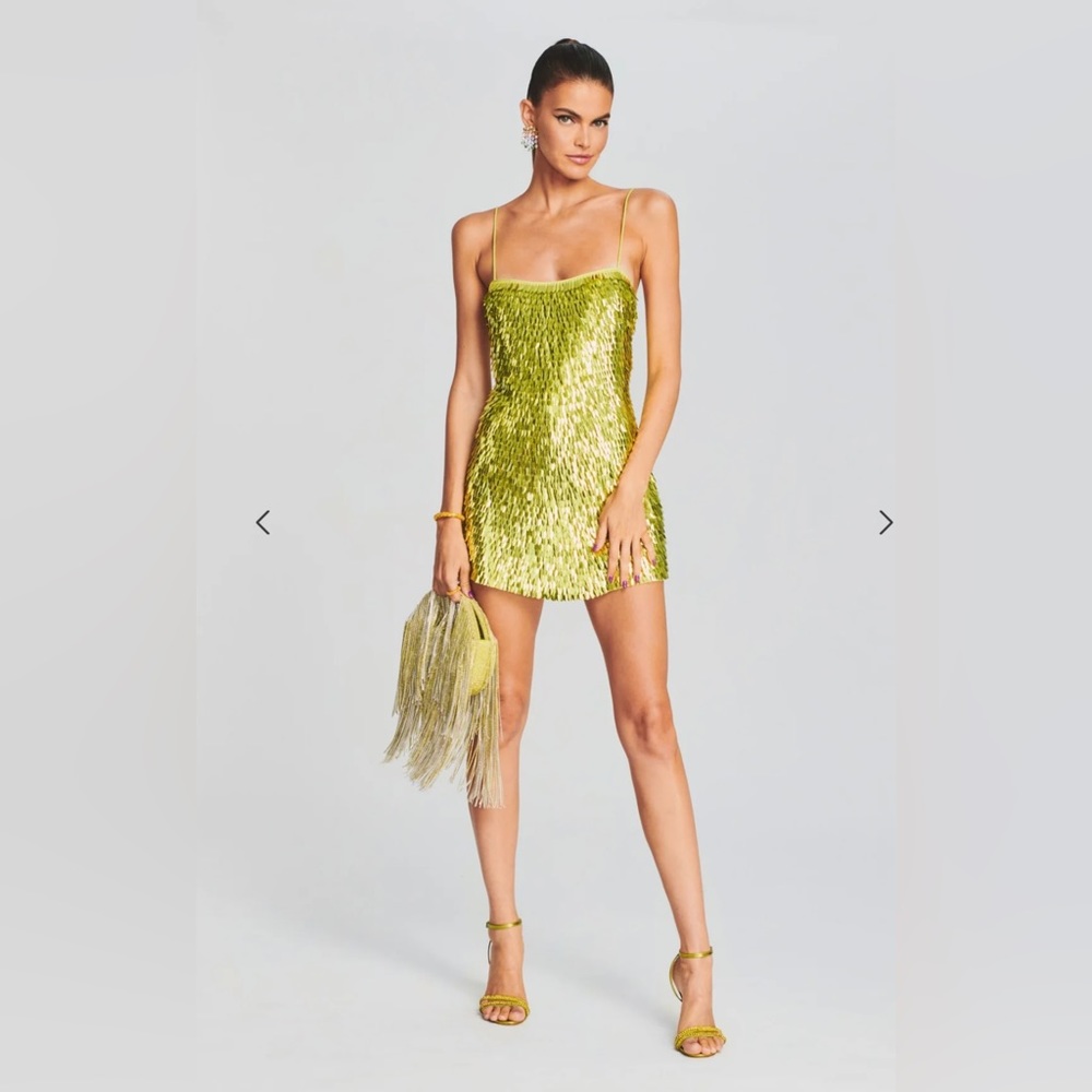 Retrofete Lime Sequin Mini Dress